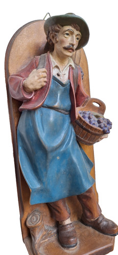 Vintage holzrelief winzer - holzrelief,
