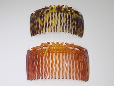 Vintage antiker Steckkamm Horn 2 Stück Haarkamm Farbig Faux Schildpatt Celluoid