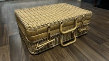 Vintage Rattan Suitcase 1950s