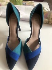 Zara Damen Schuhe Pumps Gr. 39 Kunstleder, Schwarz-Blau-Grün, Wie Neue! 