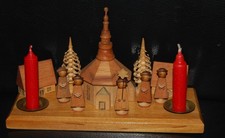 Kurrende Sänger Sternsinger 5er-Gruppe Holz Erzgebirge Kirche Häuser Bäume ALT