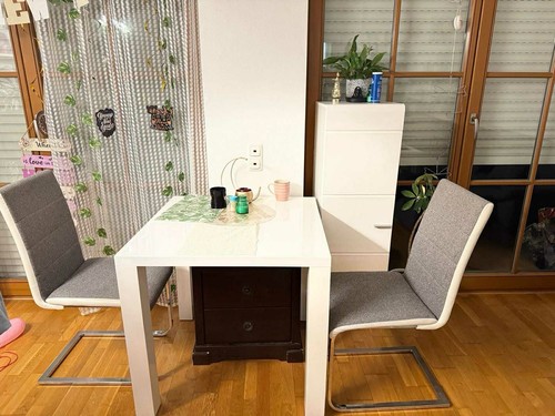 White wooden dining - dining, table