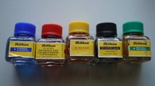 4 x Tusche Pelikan rot, grün, blau, schwarz und gelb
