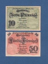LÖBAU 10 + 50 Pfennig 1918