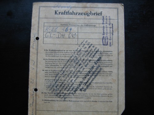 Fahrzeugbrief kfz brief 1953 - fahrzeugbrief,