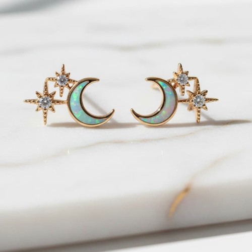 Opal ohrstecker mond - opal,