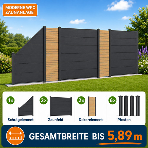 Wpc sichtschutzzaun - wpc, xl