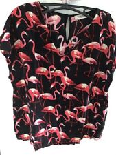 soaked in luxury blusen shirt m flamingo print schwarz pink oversize boho