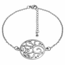 1 Armkettchen mit Floral Ornament Kette silber Edelstahl Armband Damen 