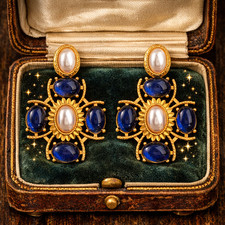 Vintage Art Deco Ohrringe Blau
