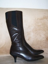 Prada Damen Lederstiefel Damen Stiefel Leder Gr. 36,5 Höhe 41 cm Schuhe braun