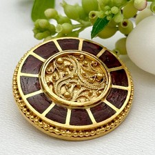 Handgearbeitete Fibel aus vergoldetem Silber mit japanischem Emaille & Filigran