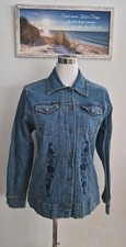 Jeansjacke kurz Blau Stickerei