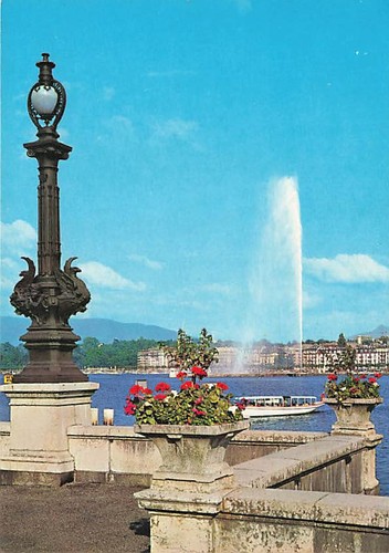 Alte springbrunnen genf - alte, ak