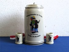 Staatsgeschenk Bierkrug mit Zinndeckel Stoppelmarkt in Vechta 2003 +  Mini Krüge