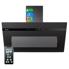 Dunstabzugshaube 90cm Umluft Abluft Kopffrei Wandhaube Schräghaube schwarz WLAN