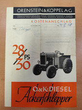 O&K Orenstein Koppel 28/30 PS Kostenanschlag Traktor Prospekt Brochure  M1