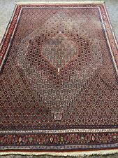 Senneh Teppich Orient Perser Rug Natur Rot Schurwolle Herati Mahi Abrash Vintage