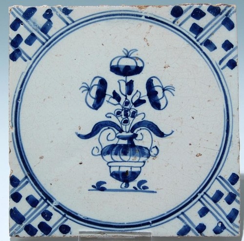 Delft fliese mit blaumalerei - blaumalerei,