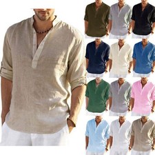 Herren Langarm Leinen-Optik