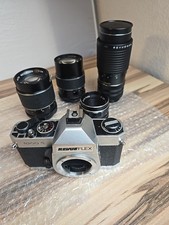 Revueflex 1000 S Kamera + Blitz + Objektive REVUENON 1,8 x 50 , 1 : 2.8 135 mm