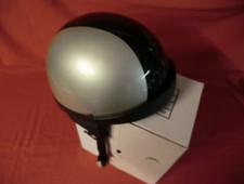 Oldtimer Motorradhelm Halbschale silber-schwarz Römer Style 