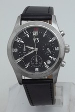 V3 Herrenuhr,Chronograph,Leuchtzeiger,Datumsanzeige,Lederband,die Uhr läuft