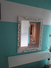 Wandspiegel weiß von KARE 40x60 geschnitten Holz, Kunststoff Gebr.sehr Gut