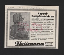 HERNE MARKTREDWITZ, Werbung 1929, Flottmann AG Kapsel-Dampfmaschinen