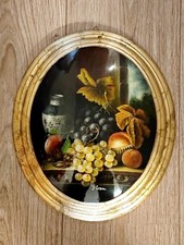 Ovales Stillleben-Gemälde – signiert „J. Crown“ – klassischer Rahmen Bild