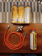Gaskartuschen Adapter Set, Butan Gasschlauch 150cm, Druckminderer 50 mbar