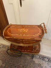 VINTAGE SERVIERWAGEN HOLZ/ GESTELL + RÄDER MESSING SEHR SCHÖN + GUT ERHALTEN +