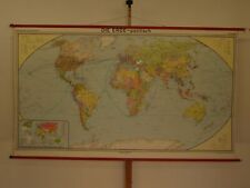 Die Erde politische Weltkarte Kontinente Staaten 1975 Schul-Wandkarte 245x142cm