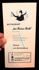 Restaurant "Bei Heinz Holl",in Berlin,alte Speisekarte