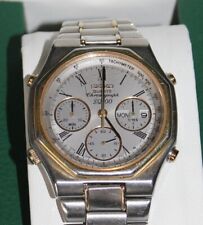 SEIKO 7A38 Oktagon Chronograph SQ100  Titansilber / Gold Day Date