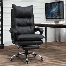 Bürostuhl mit Fußstütze Schreibtischstuhl Rückenlehne Kunstleder 2 Farben
