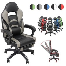 Schreibtischstuhl Bürostuhl Gaming Stuhl Chefsessel  Racing Stuhl Drehstuhl Grau