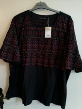 Gudrun Sjöden Tunika Bluse 48 50 XL  Vinda  schwarz rot bestickt