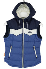 Superdry Weste Damen Klein Reißverschluss Kapuze Gepolstert Gesteppt Blau