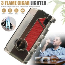 Winddicht Zigarren Feuerzeuge Sturmfeuerzeug 3 Jet Flamme Nachfüllbar Bohrer DHL