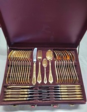 Kuppels Solingen Besteck 23/24 Karat hartvergoldet für 12 Personen inkl. Koffer