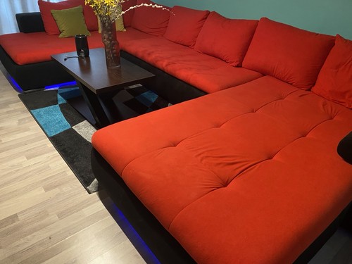 Rotes schwarzes ecksofa - ecksofa, 3
