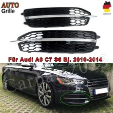 Schwarz Chrom Gitter Stoßstange Nebelscheinwerfer für Audi A6 C7 S6 S Line 11-14