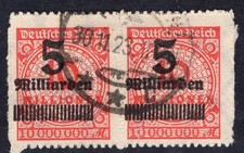 Dt. Reich Michel Nr. 334 B P waagerechtes Paar, OPD Stettin gestempelt + geprüft