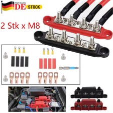 2x Sammelschiene Positiv Negativ Batterie Stromverteilerblock Mit 4 X M8 Klemme