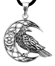 Raven in the Moon Pendant 925