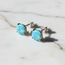 Opal ohrringe silber blaue - ohrringe,