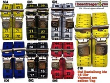 35 mm breite Hosenträger mit Handwerkermotiven, 4 extra starke Krallenclips