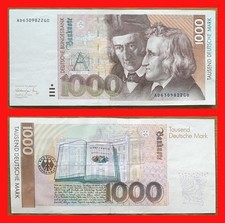 ? 1000 Deutsche Mark ?DM Schein Bundesbank vom 1.August 1991 ? AD6309822G0 ?
