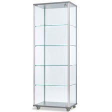 schmale verschließbare beleuchtete Glasvitrine 60 x 40 cm stehend auf Rollen